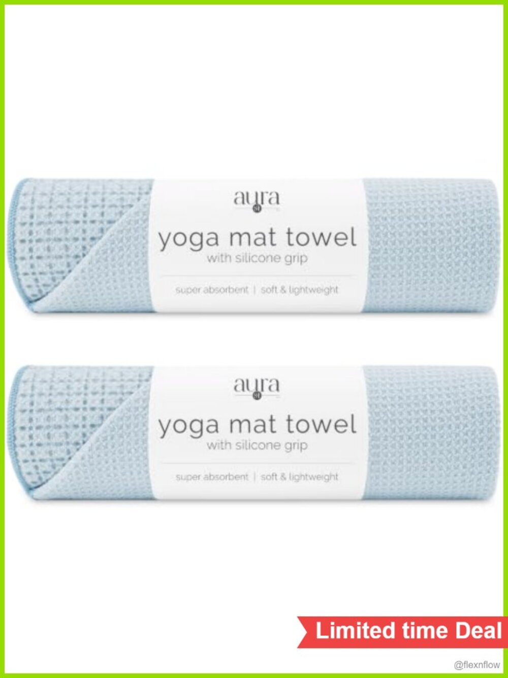 Microfiber Yoga Mat Towel 24x72 Silicone Grip 2 Pack Gym Workout